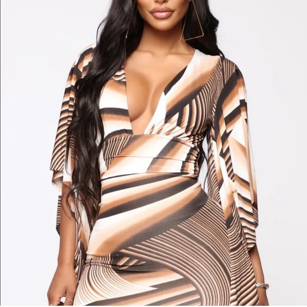 🤎FASHION NOVA 🤎 SEXY!!!! Nothing To Hide Mini Dress - Brown/Combo